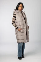 Hooded Midi Puffer Vest with Side Zippers