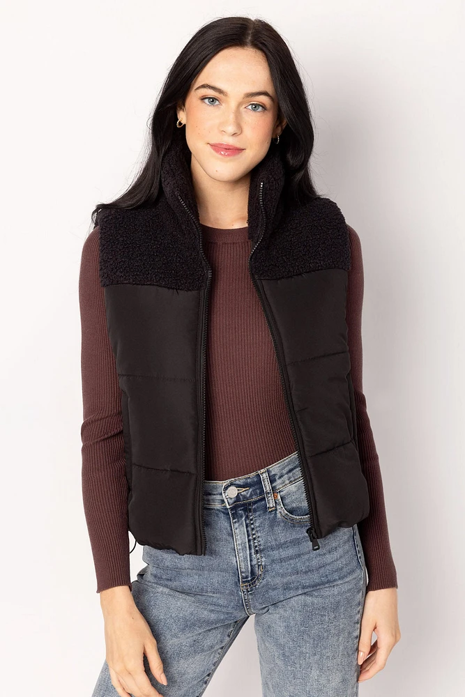 Sherpa Trimmed Puffer Vest