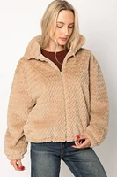 Chevron Faux-Fur Jacket