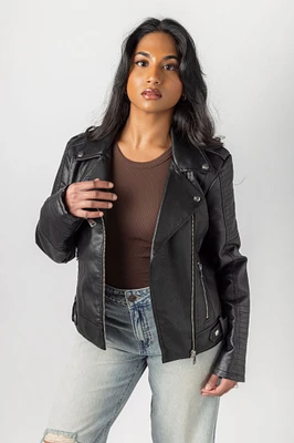 Stoosh Black Vegan Leather Moto Jacket