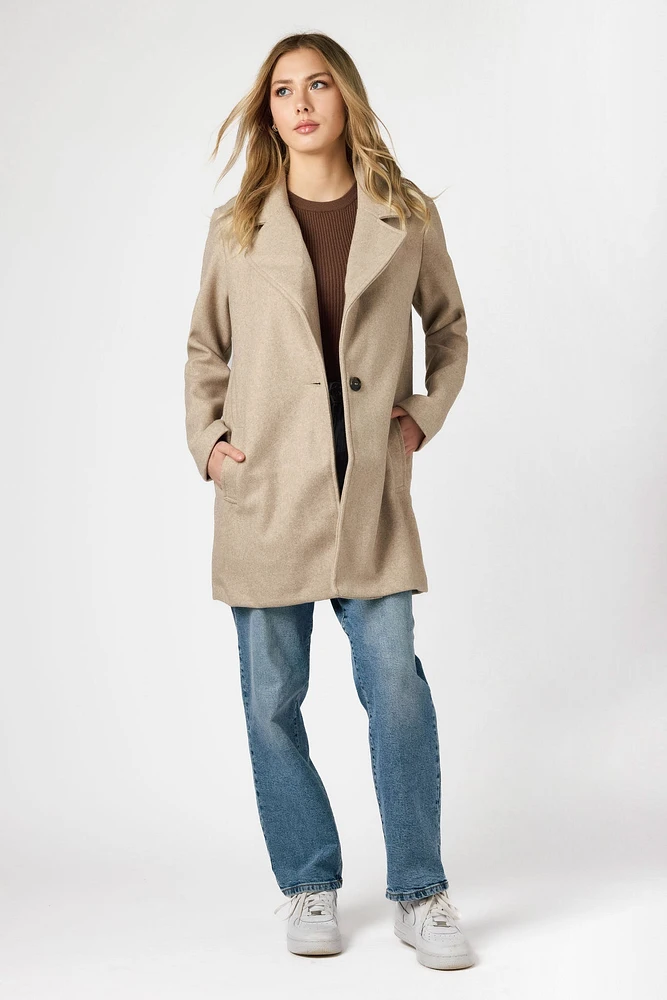 Love Tree Single-Breasted Long Sleeve Coat