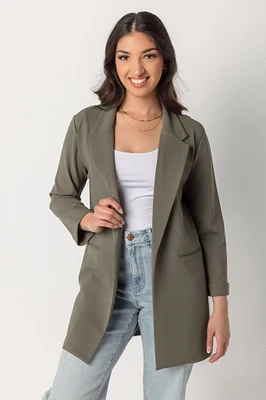 Longline Blazer with Roll-Up Sleeves