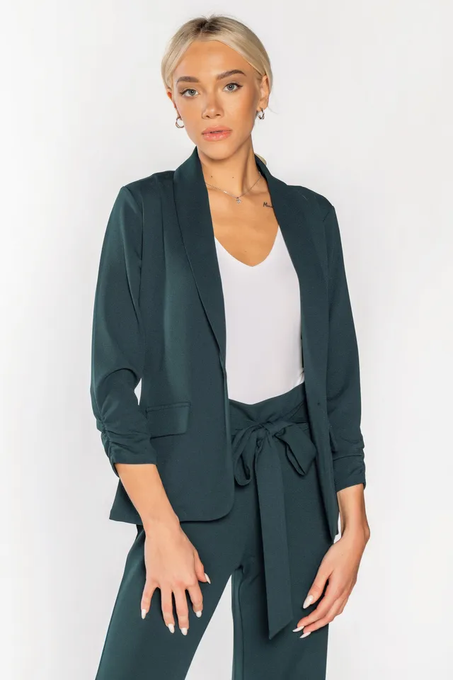 Eclipse Scuba Crepe 3/4 Sleeve Fitted Blazer