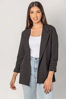 Scuba Crepe Blazer with Ruched Sleeves