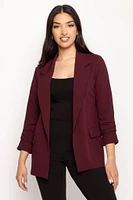 Scuba Crepe Blazer with Ruched Sleeves