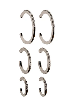 Triple Set of Rhinestone Hoops