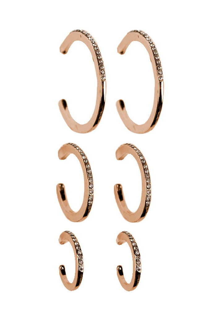 Triple Set of Rhinestone Hoops