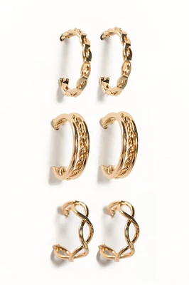 Set of 3 Delicate Huggie Earrings