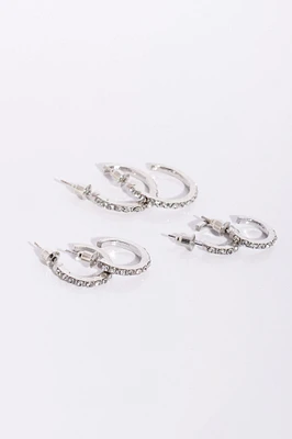 Rhinestone Hoop Earrings Set