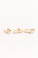 Rhinestone Hoop Earrings Set