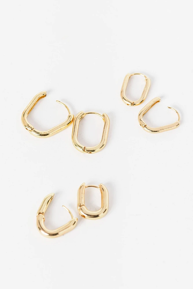 3-Pack Oval Hoop Earrings