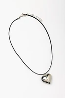 Silver Heart on Rope Necklace