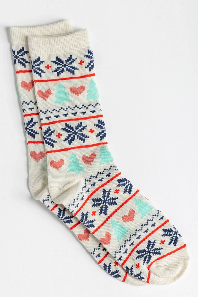 Chaussettes coeurs et sapins