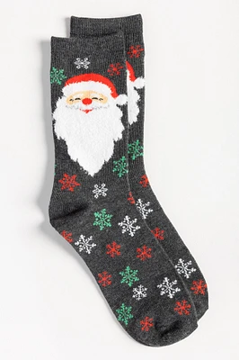 Fuzzy Santa Socks