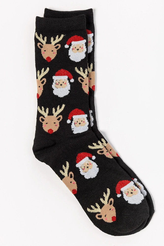 Lurex Santa and Reindeer Socks