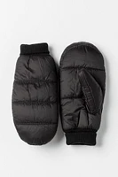 Puffer Mitt with Fur Lining and Knit Cuff