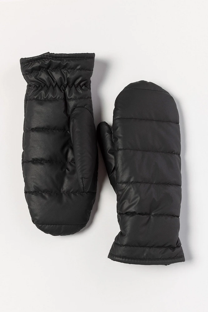 Puffer Mitt with Fur Lining