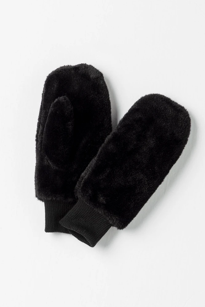 Faux Fur Mitten with Lining