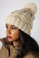 Cabled Hat with Pom