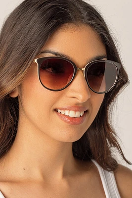 2-Tone Pantos Sunglasses with Glittery Metal Trim