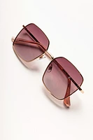 Rectangular Metal Frame Sunglasses