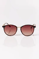 Rounded Plastic Sunglasses with Metal Trim