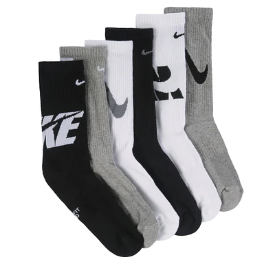 Kids' 6 Pack Medium Everyday Cushioned Crew Socks