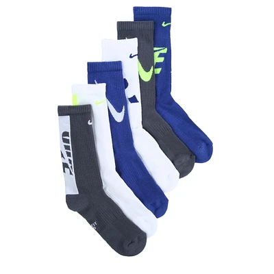 Kids' 6 Pack Medium Everyday Cushioned Crew Socks