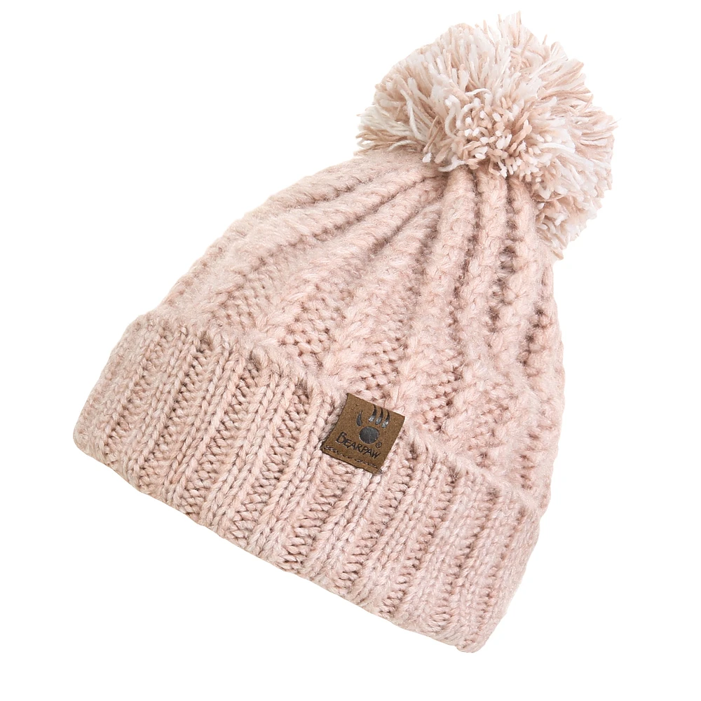 Women's Two Tone Pom Beanie Knit Hat