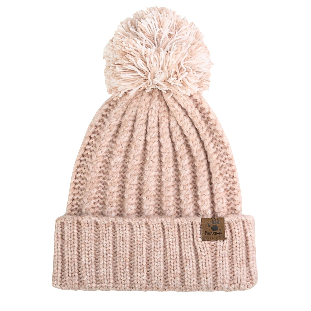 Women's Two Tone Pom Beanie Knit Hat