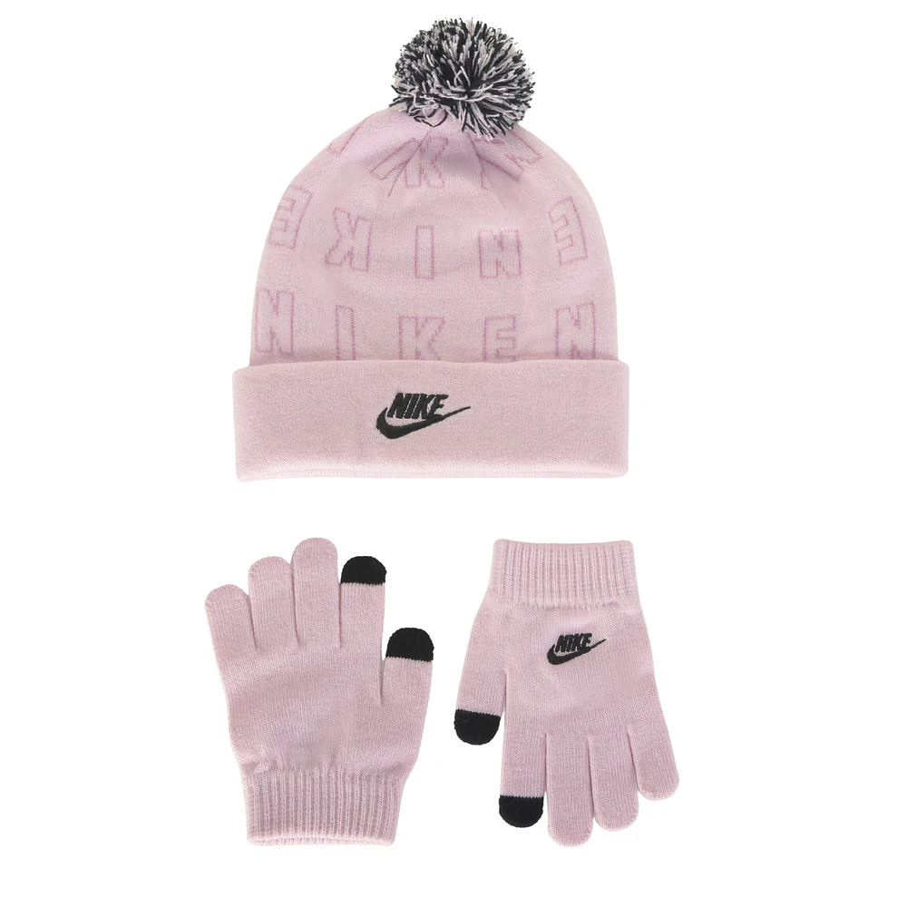 Kids' Swoosh Pom Beanie Hat and Glove Set