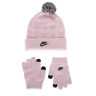 Kids' Swoosh Pom Beanie Hat and Glove Set