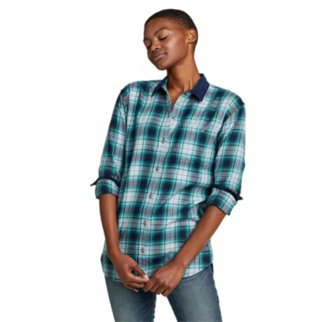 Freemont Double Brushed Flannel Shirt in Green and Brown Check by