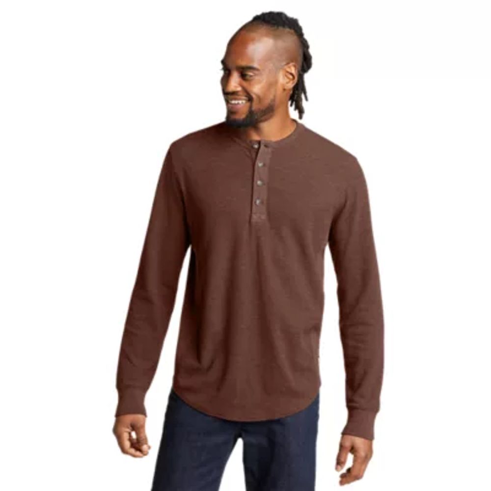 thermal knit henley shirt