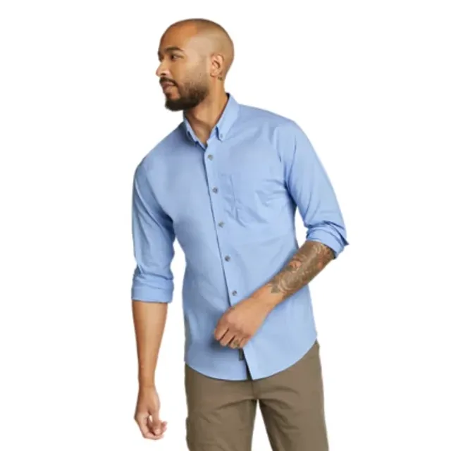 Eddie Bauer Men's Voyager Flex Long-Sleeve Shirt - Peak Blue - Size M