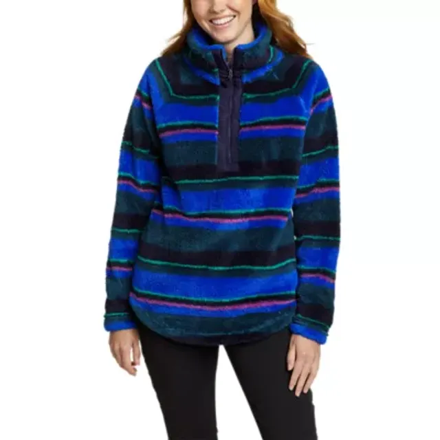 Eddie Bauer Womens Quest 1/4 Zip Fleece - Printed (Blue