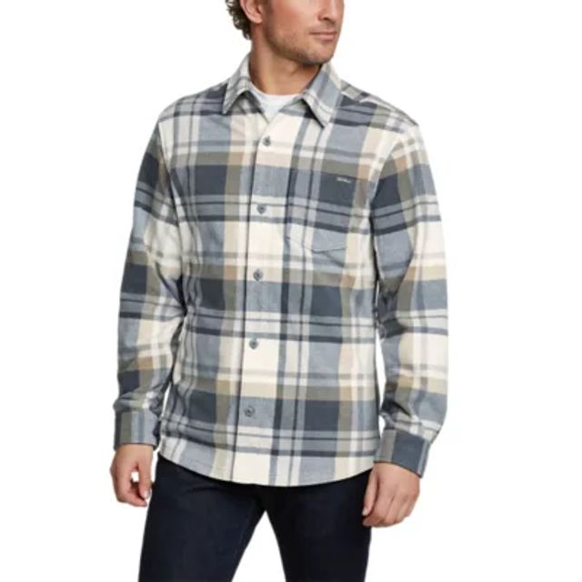 Eddie Bauer Fleece-Lined Flannel Shirt Jacket - Insulated - Save 56%