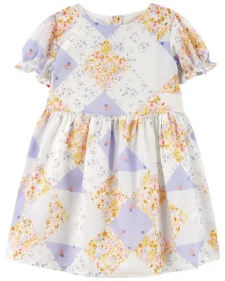 Toddler Patchwork Print Babydoll Dress