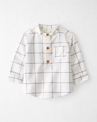 Baby Organic Cotton Plaid Flannel Henley Shirt