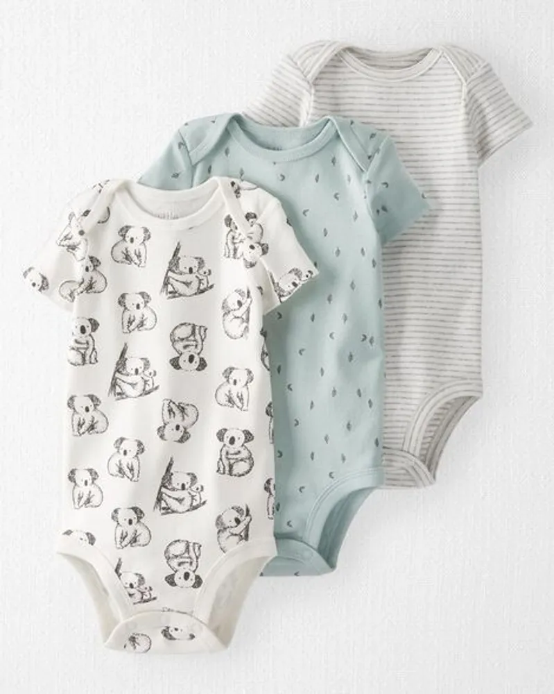  Little Planet By Carters Unisex Baby 3-Pack Organic Cotton  Rib Bodysuits