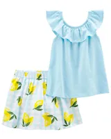 Toddler 2-Piece Flutter Top & Lemon Skort Set