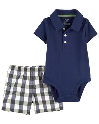 Baby 2-Piece Polo Bodysuit & Short Set