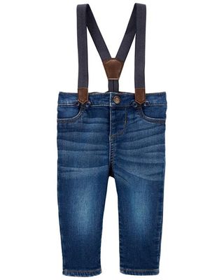 Knit Denim Suspender Jeans