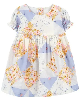 Baby Patchwork Floral Print Babydoll Dress