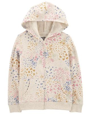 Floral Print Fleece Zip Jacket