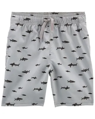 Kid Shark Print Quick Dry Crossover Shorts