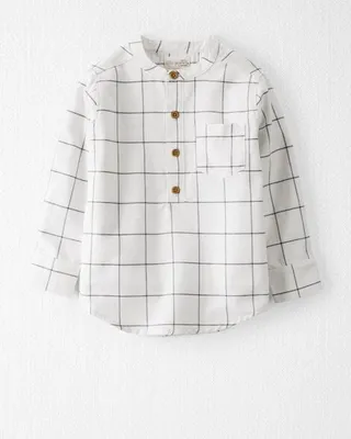 Toddler Organic Cotton Plaid Flannel Henley Shirt