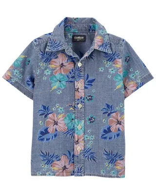 Toddler Hawaiian Print Chambray Button-Front Shirt
