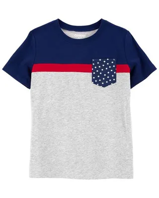 Kid Colorblock Stars and Stripes Jersey Pocket Tee