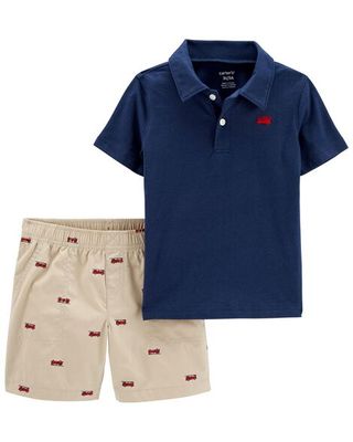 2-Piece Jersey Polo & Short Set